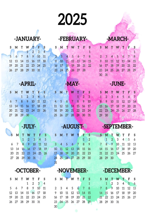 2025 Takvim Renkli