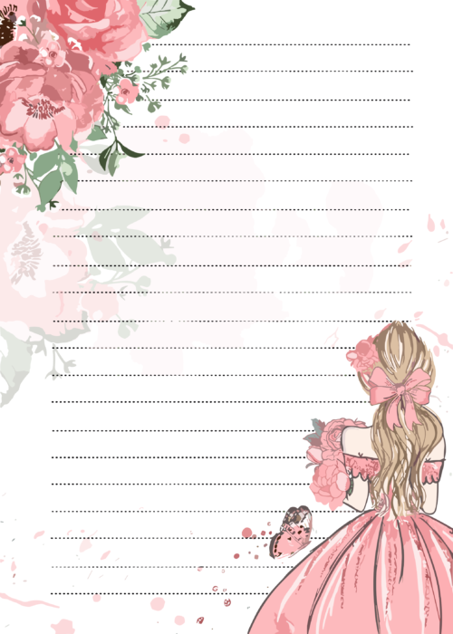 Çiçek Desenli Not Sayfası (25 Sayfa)