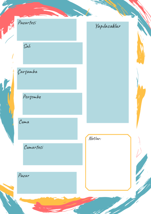 Haftalık Plan Sayfası (25 Sayfa)