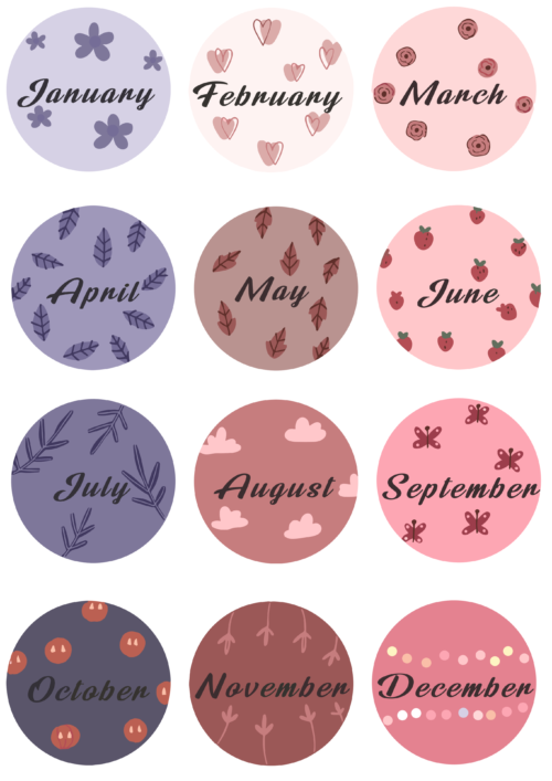 Yuvarlak Renkli Aylar Sticker