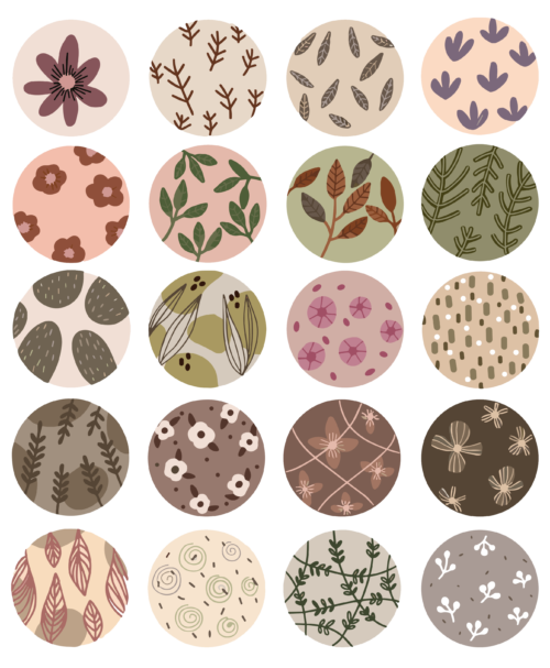 Renkli Çiçek Desenli Yuvarlak Sticker