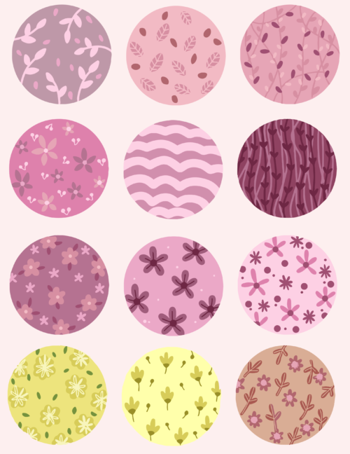 Pembe Çiçek Desenli Yuvarlak Sticker