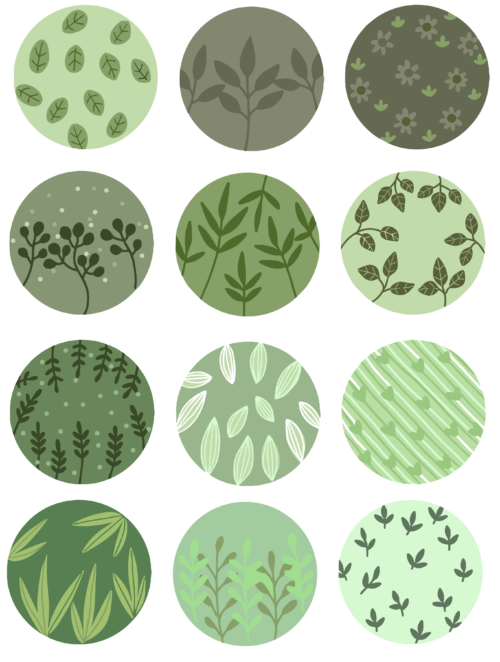 Yeşil Çiçek Desenli Yuvarlak Sticker 2