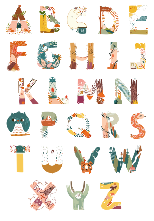 Desenli Alfabe Sticker