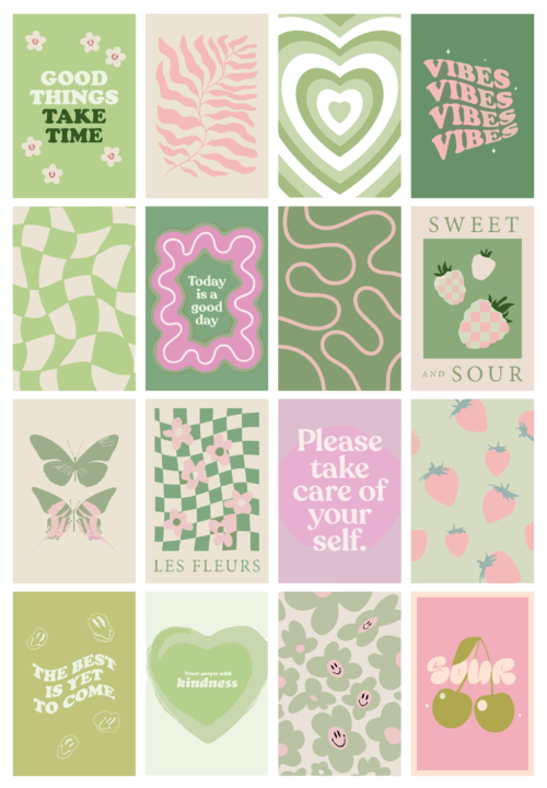 Desenli Yeşil Sticker