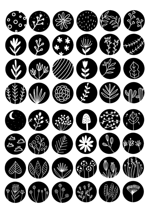 Siyah Çiçek Desenli Sticker