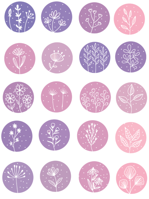 Çiçekli Mor Sticker