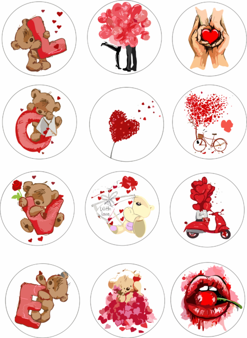 Kalpli Ayıcıklı Yuvarlak Sticker