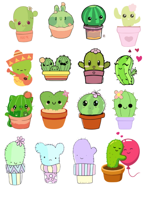 Sevimli Kaktüs Sticker