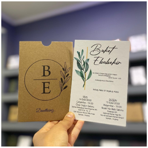 Zarfıyla Birlikte Düğün Davetiyesi 500 03