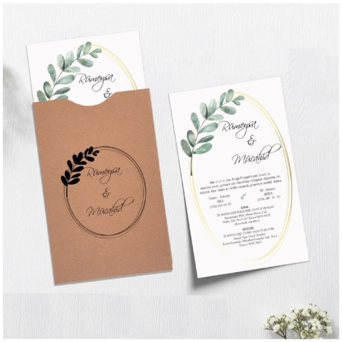 Zarfıyla Birlikte Düğün Davetiyesi 500 04