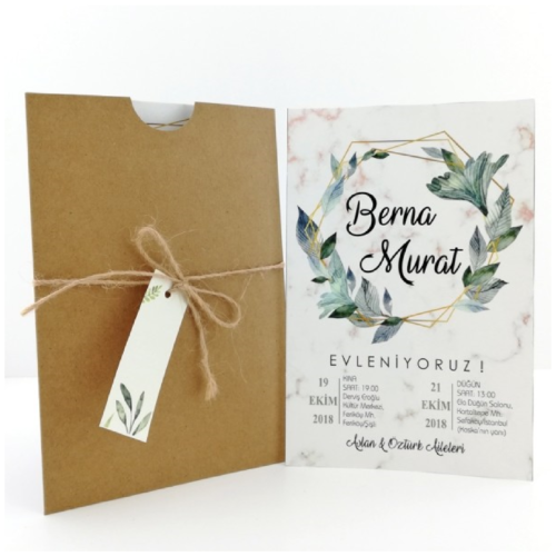 Zarfıyla Birlikte Düğün Davetiyesi 500 05