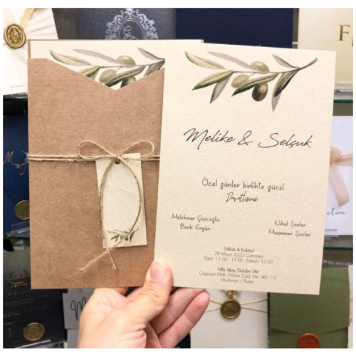 Zarfıyla Birlikte Düğün Davetiyesi 500 09