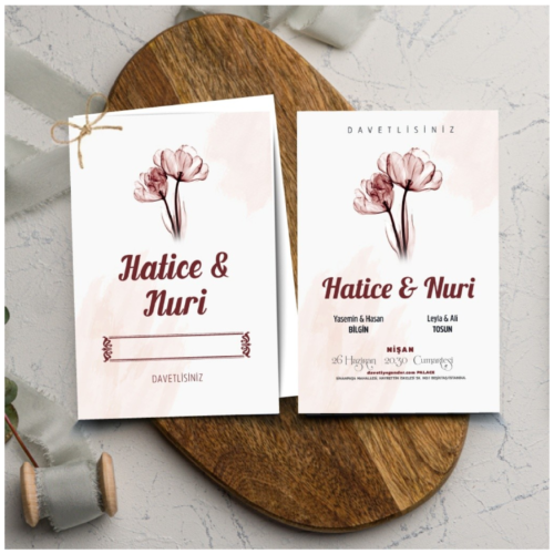 Zarfıyla Birlikte Düğün Davetiyesi 501 01
