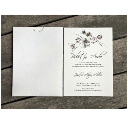 Zarfıyla Birlikte Düğün Davetiyesi 501 03